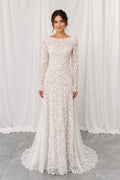 Stretchy Long Sleeves Sheath Lace Wedding Dress