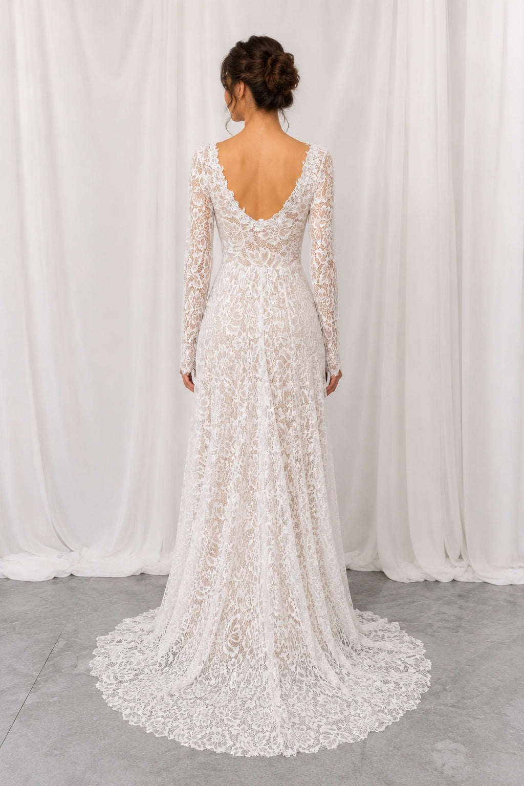 Stretchy Long Sleeves Sheath Lace Wedding Dress – Ms. Grace