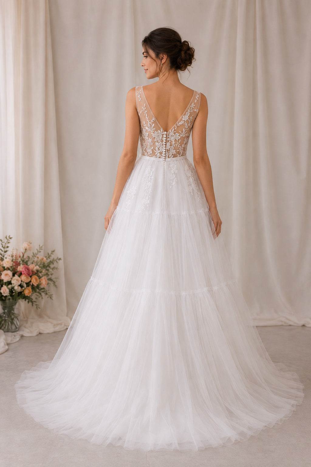 Princess Illusion Lace and Tulle Wedding Dress