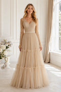 Long Sleeves Lace and Tulle A-line Wedding Dress