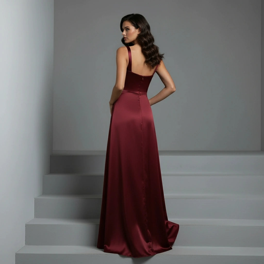 Square Neck Sleeveless Column Sheath Evening Dress