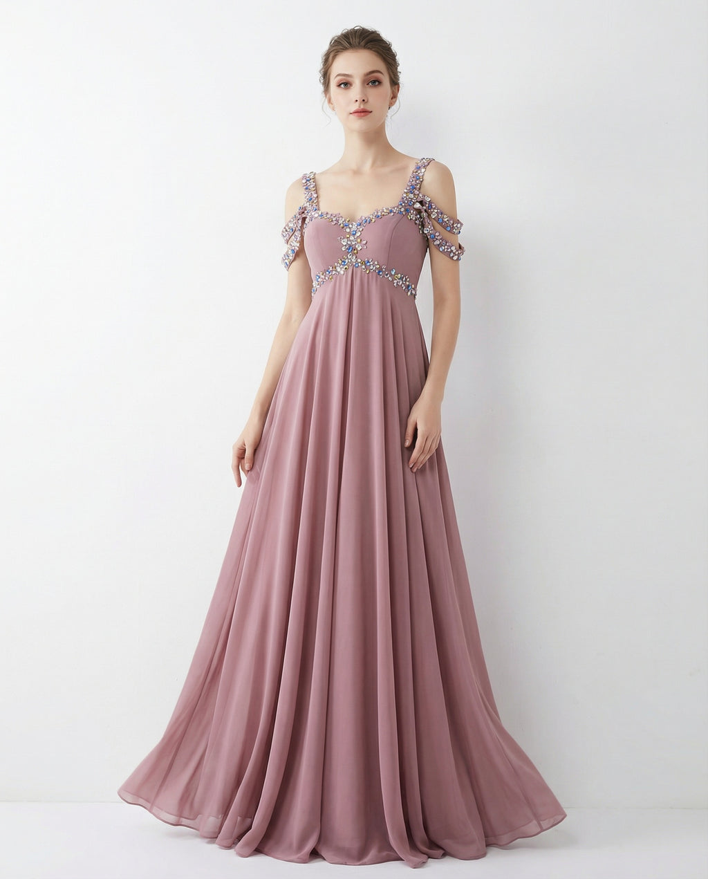 Empire A-line Chiffon Prom Dress with Straps