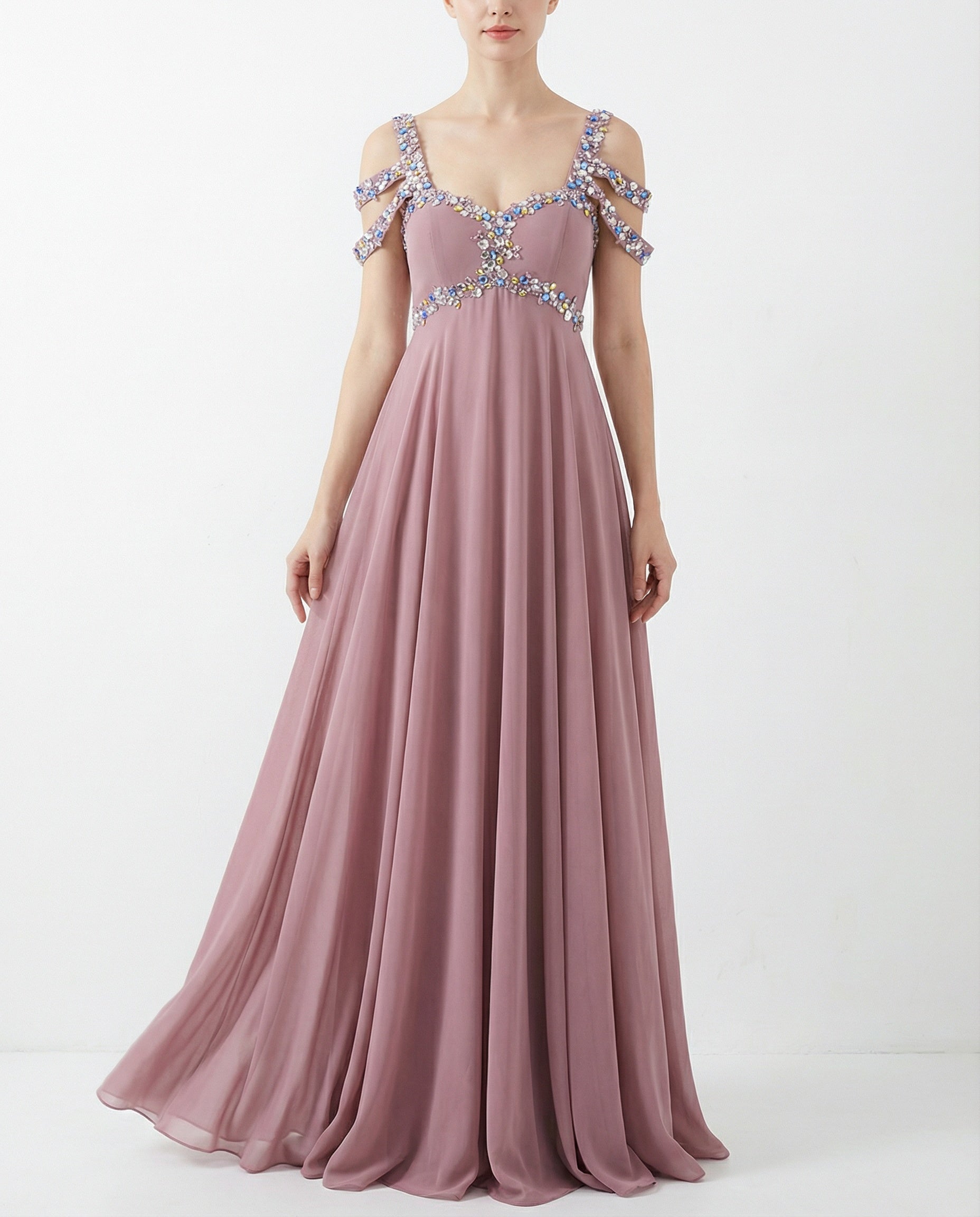 Empire A-line Chiffon Prom Dress with Straps