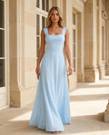 Strappy Back A-line Chiffon Maxi Dress