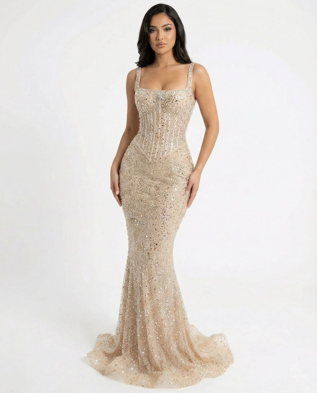Shimmering Tuller Mermaid Gown