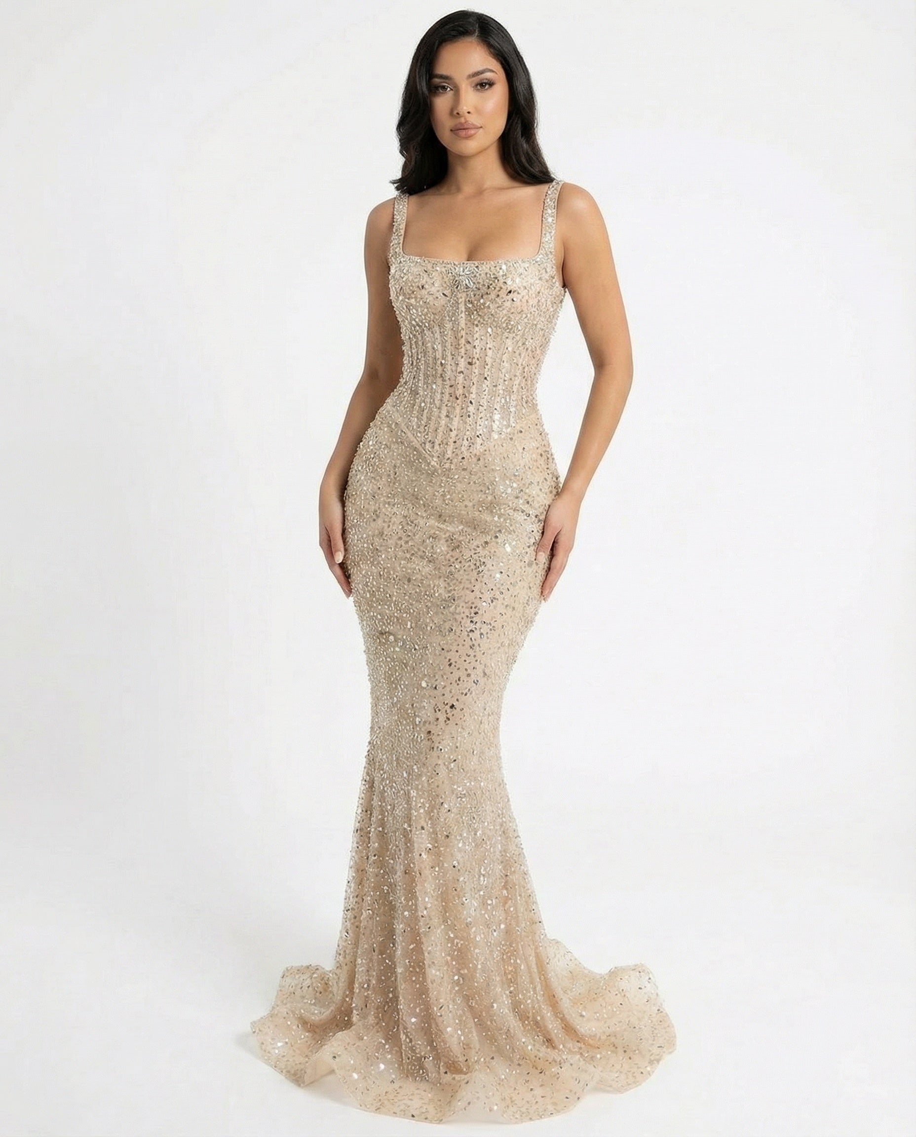 Shimmering Tuller Mermaid Gown