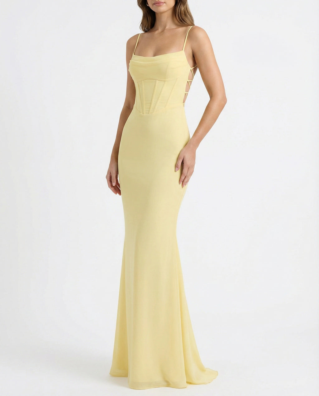 Straps Corset Chiffon Mermaid Maxi Dress