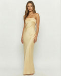 Strapless Satin Sheath Gown with Back Vent