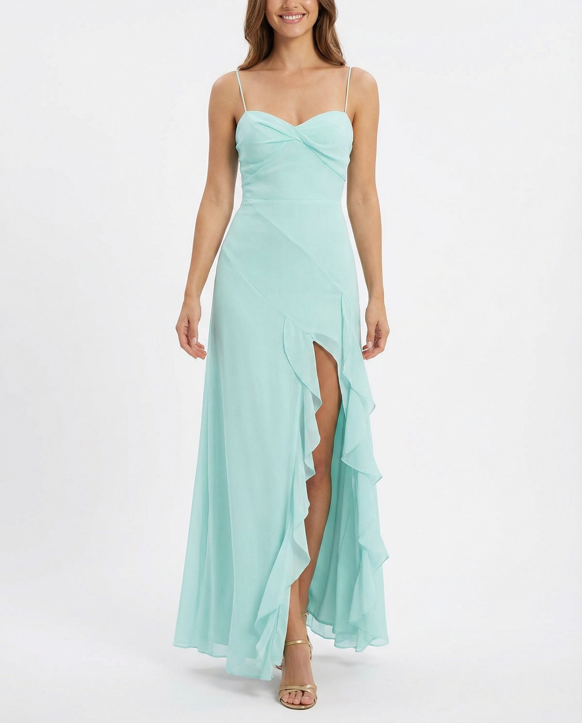 Spaghetti Straps Chiffon Prom Dress with Slit