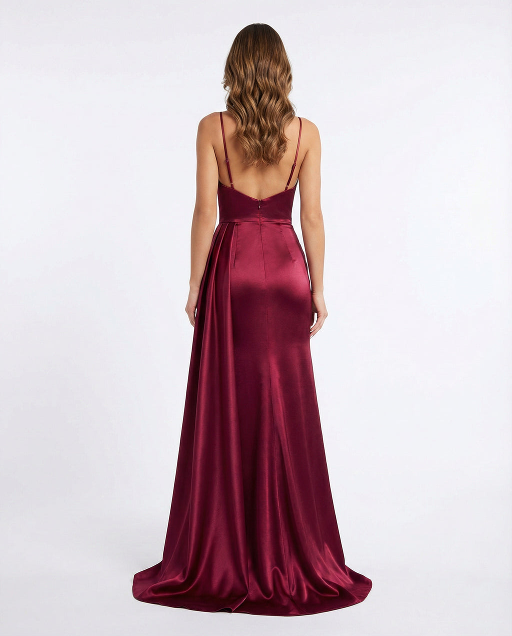 Satin Pleated Prom Dress with Slit
