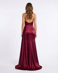 Satin Pleated Prom Dress with Slit