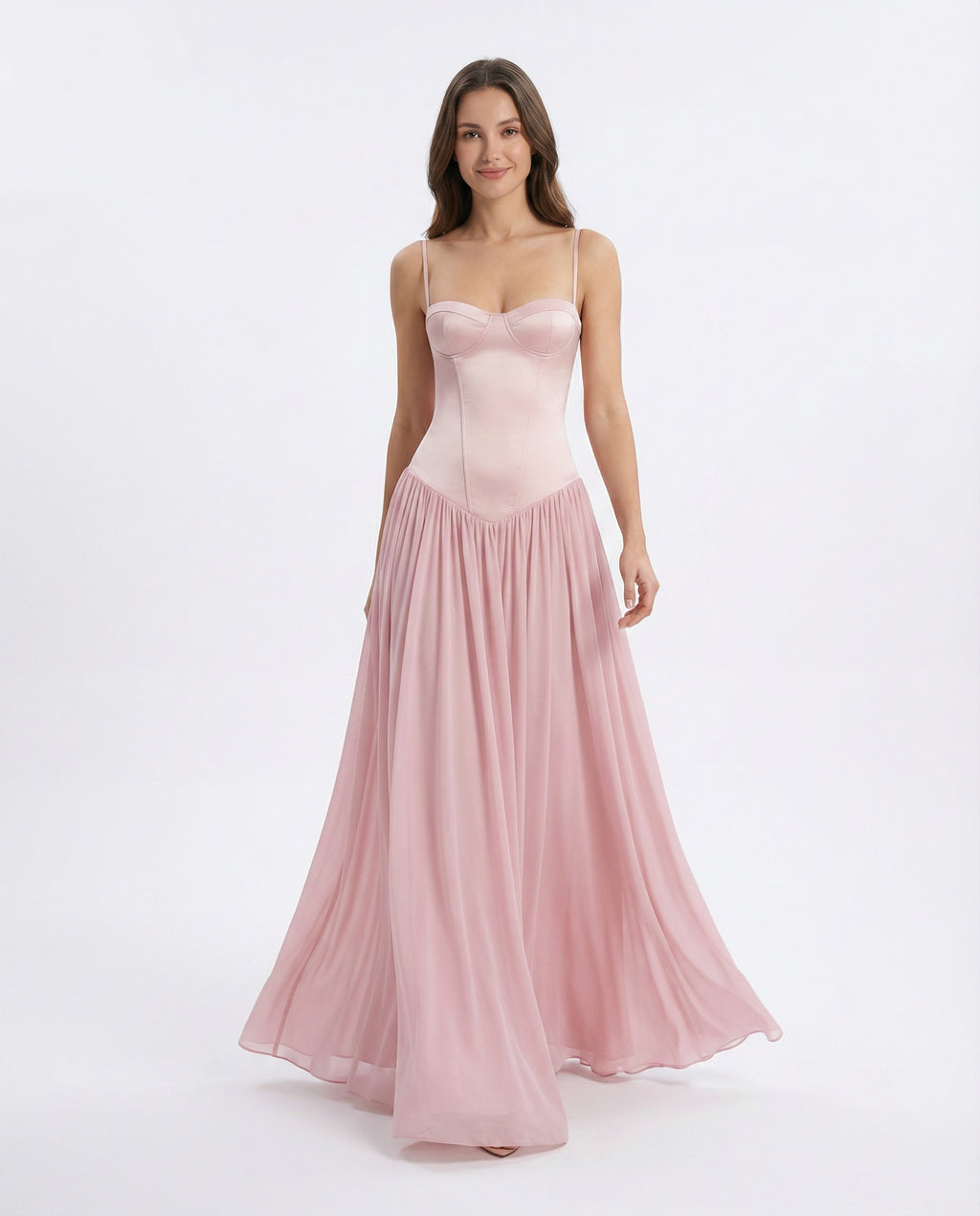 Sweetheart Satin and Chiffon A-line Prom Dress