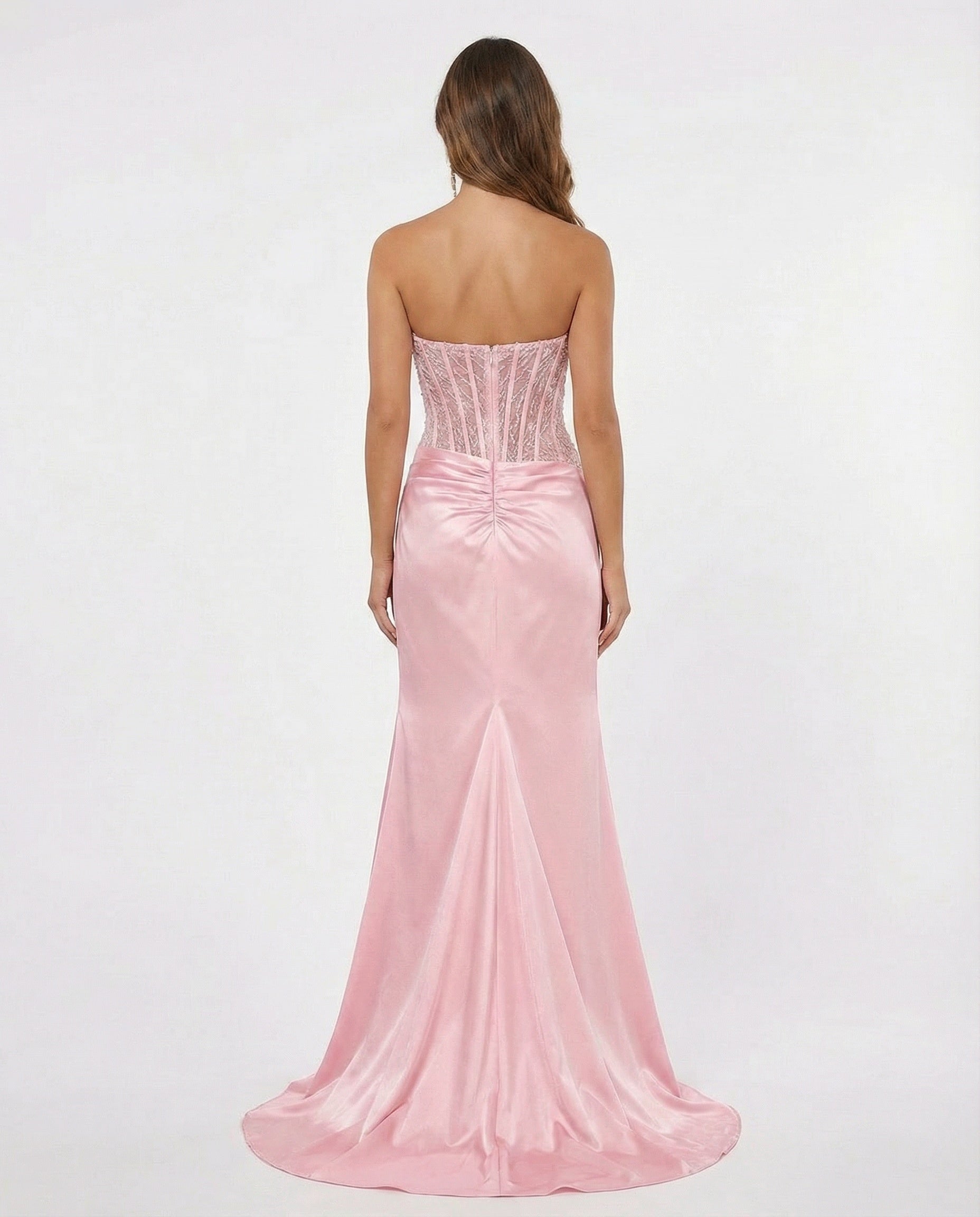 Sweetheart Satin sheath Prom Dress with Slit