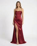 Spaghetti Straps Satin Prom Dress with Slit