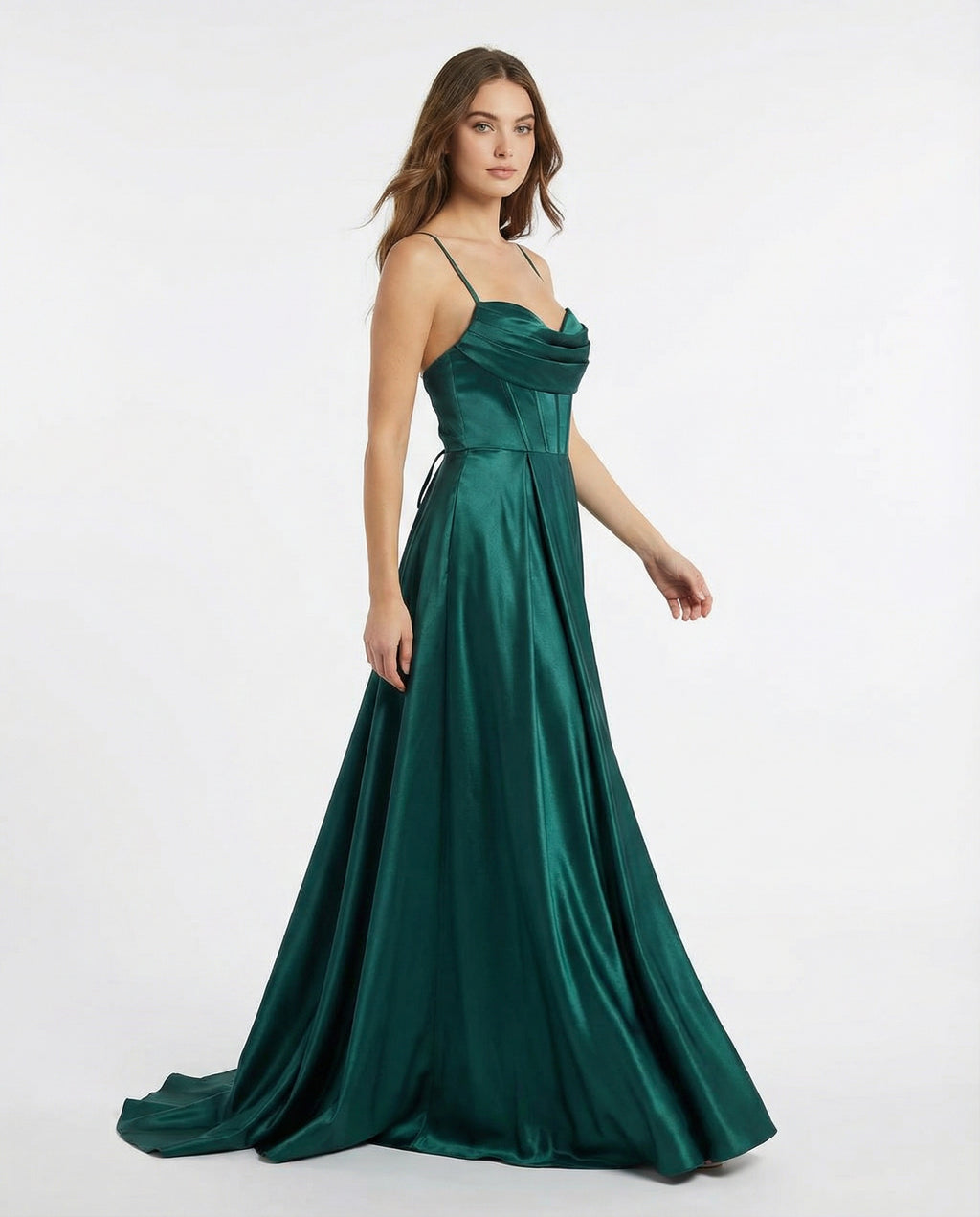 Spaghetti Straps Satin A-line Prom Dress