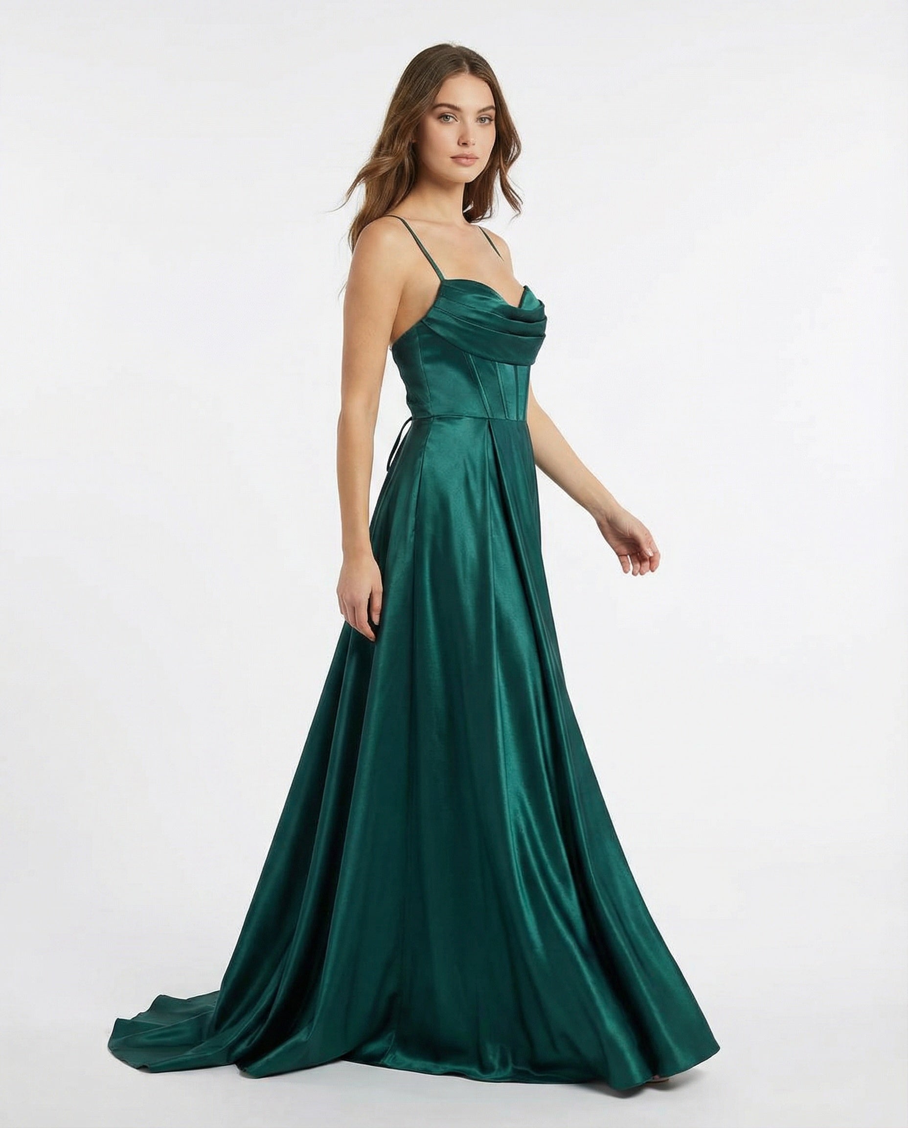 Spaghetti Straps Satin A-line Prom Dress