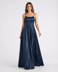Spaghetti Straps A-line Satin Prom Dress