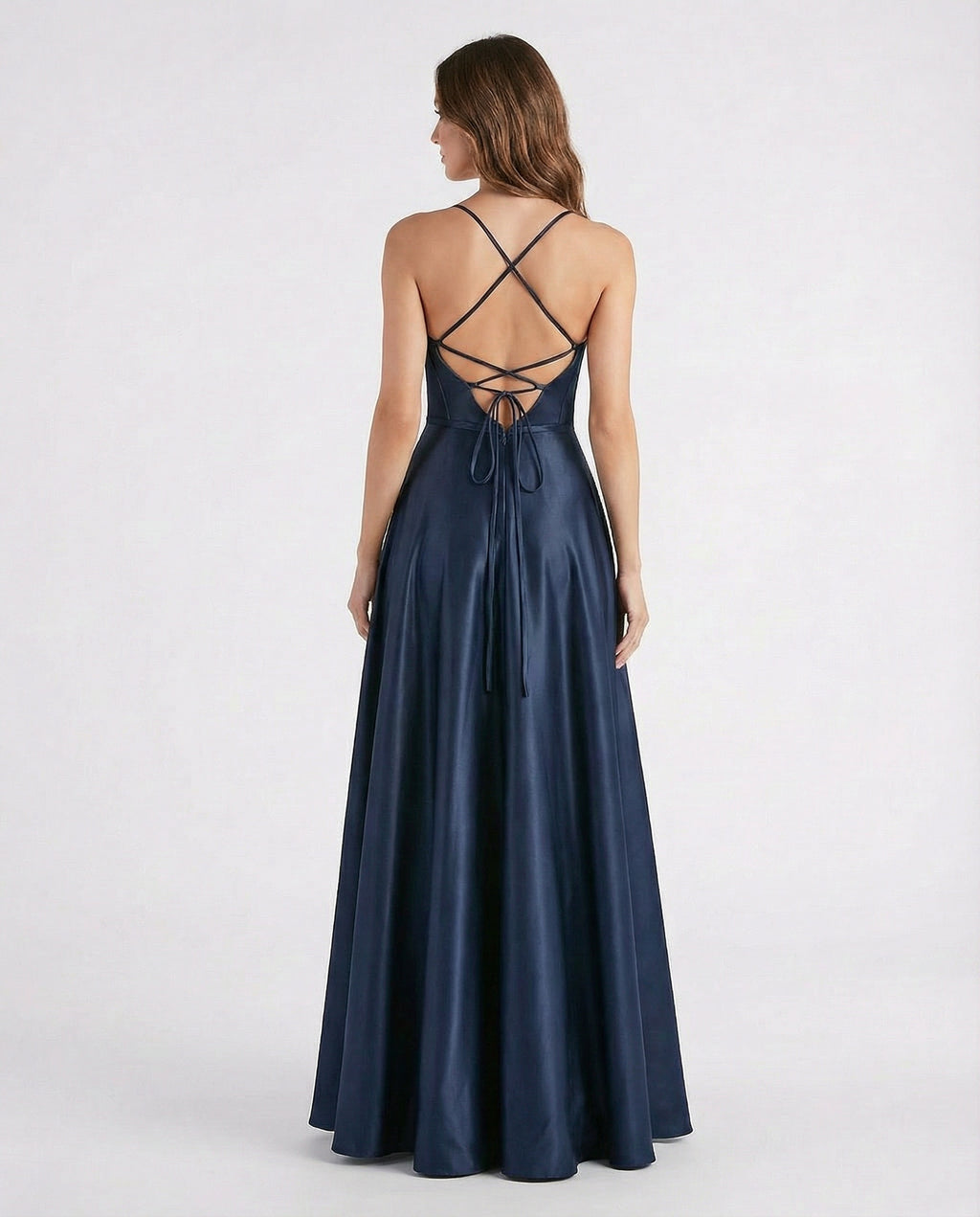 Spaghetti Straps A-line Satin Prom Dress