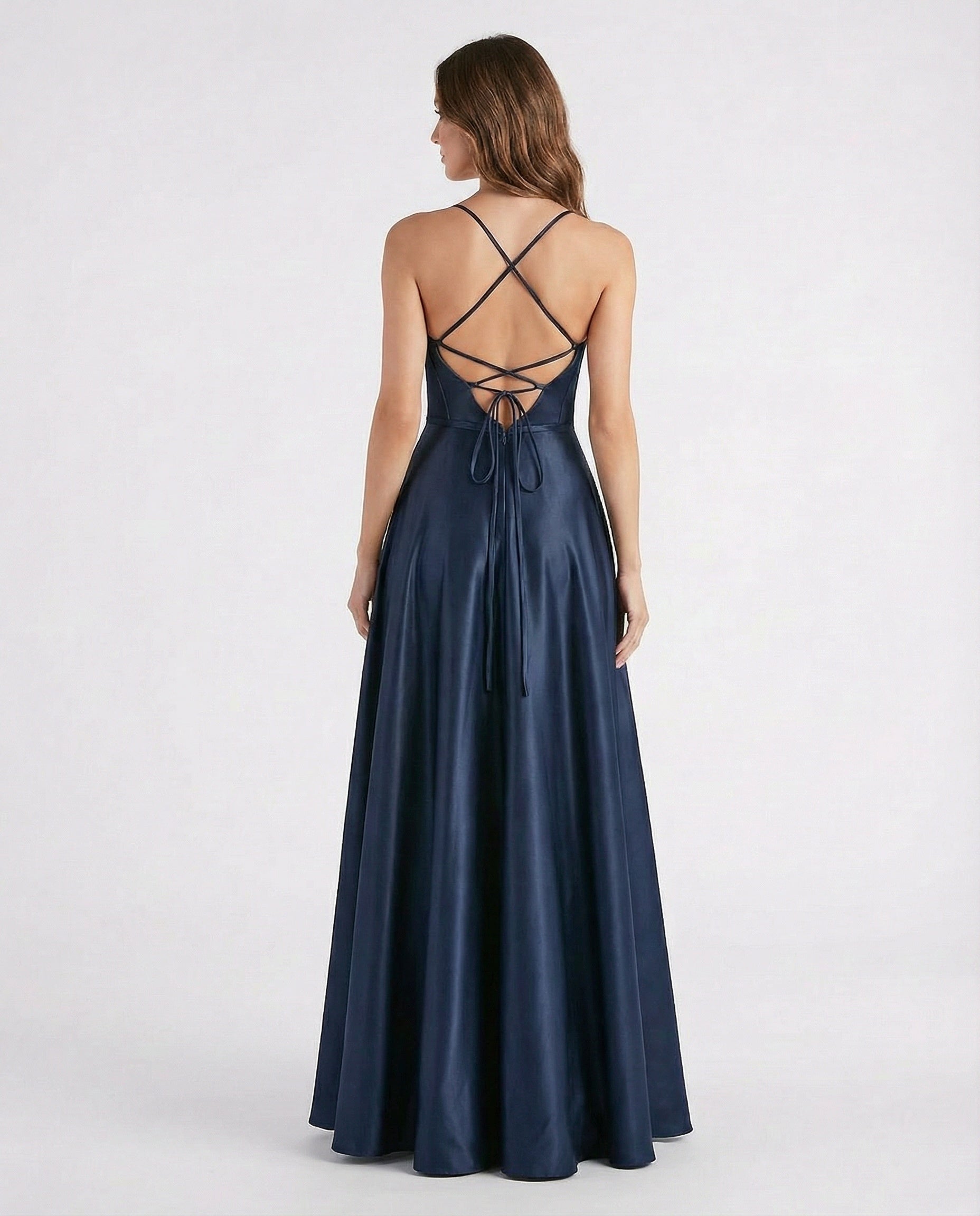 Spaghetti Straps A-line Satin Prom Dress
