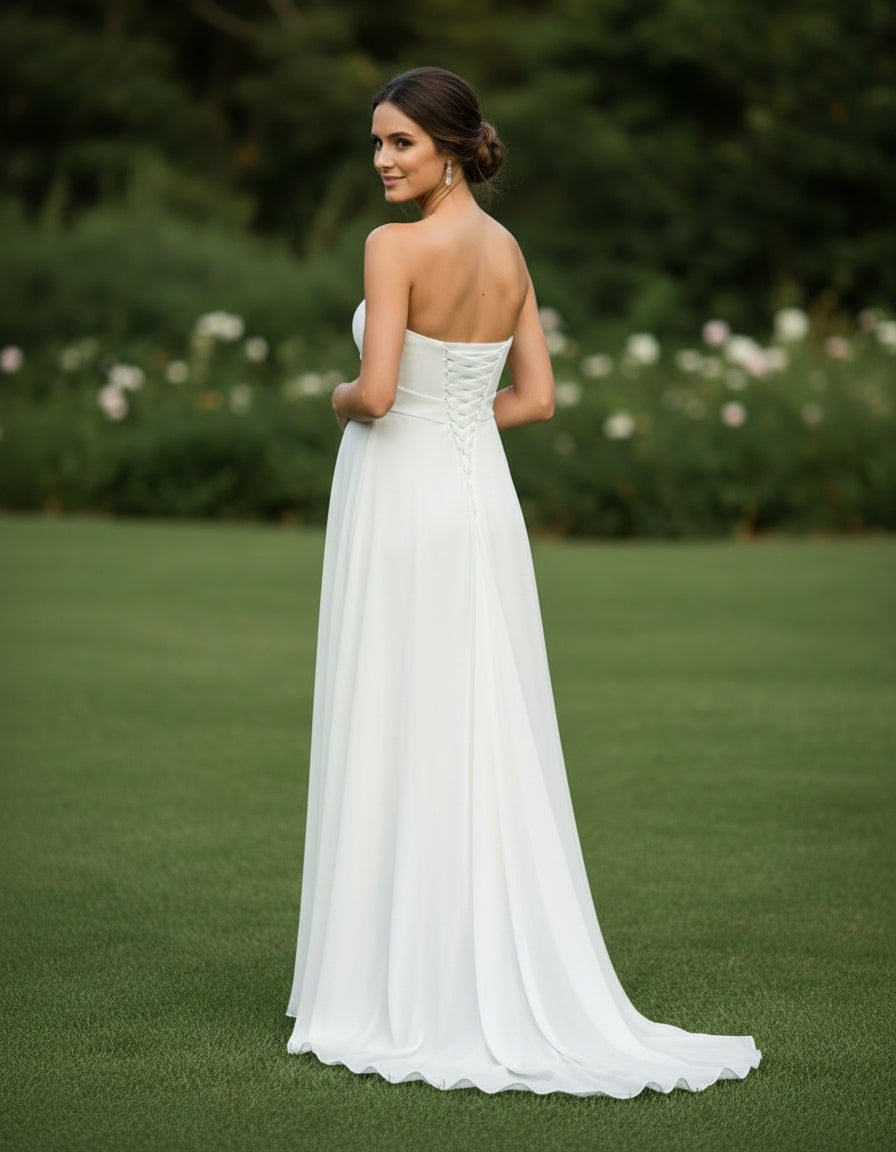 Strapless Empire A-line Chiffon Maternity Wedding Dress