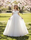 Shimmering Off-the-shoulder Tulle A-line Maternity Bridal Gown