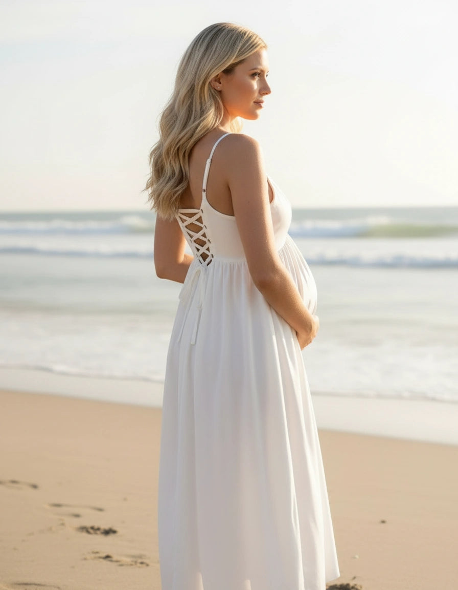 Simple Satin A-line Maternity Wedding Dress