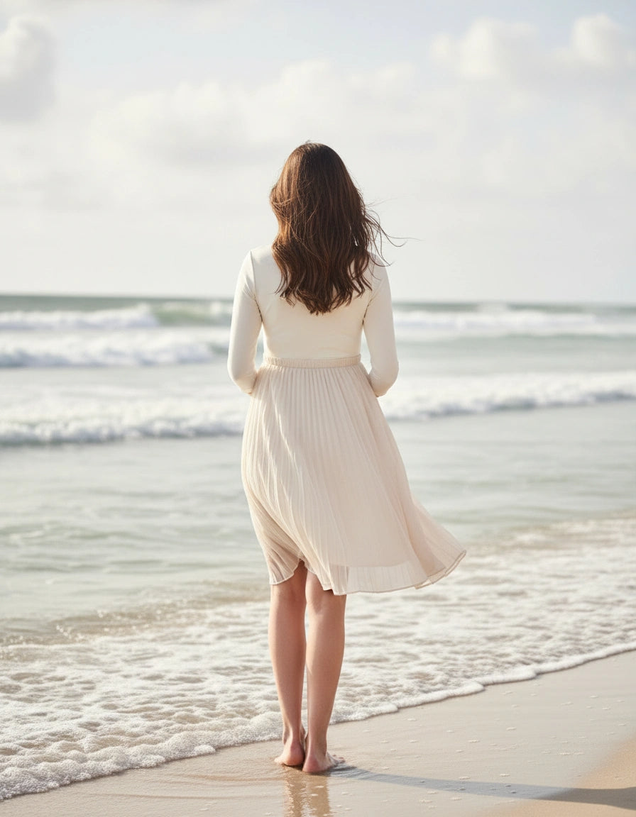 Scoop Neck 3/4 Sleeves A-line Maternity Wedding Dress