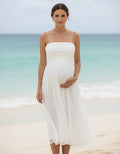 Pleated Bodice Spaghetti Straps A-line Chiffon Maternity Wedding Dress