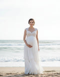 Cap Sleeved Lace Top Layered Skirt Chiffon Maternity Wedding Dress