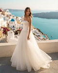 Strapless Satin Bodice Tulle Skirt Princess Bridal Gown