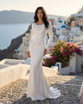 Long Sleeve Satin Sheath Wedding Dress