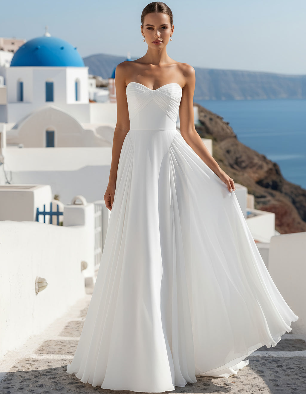 Sweetheart Chiffon Wedding Dress with Pleats