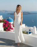 Casual Cowel Neck Sleeveless Sheath Chiffon Wedding Dress