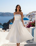 Strapless Satin Ankle Length Wedding Dress