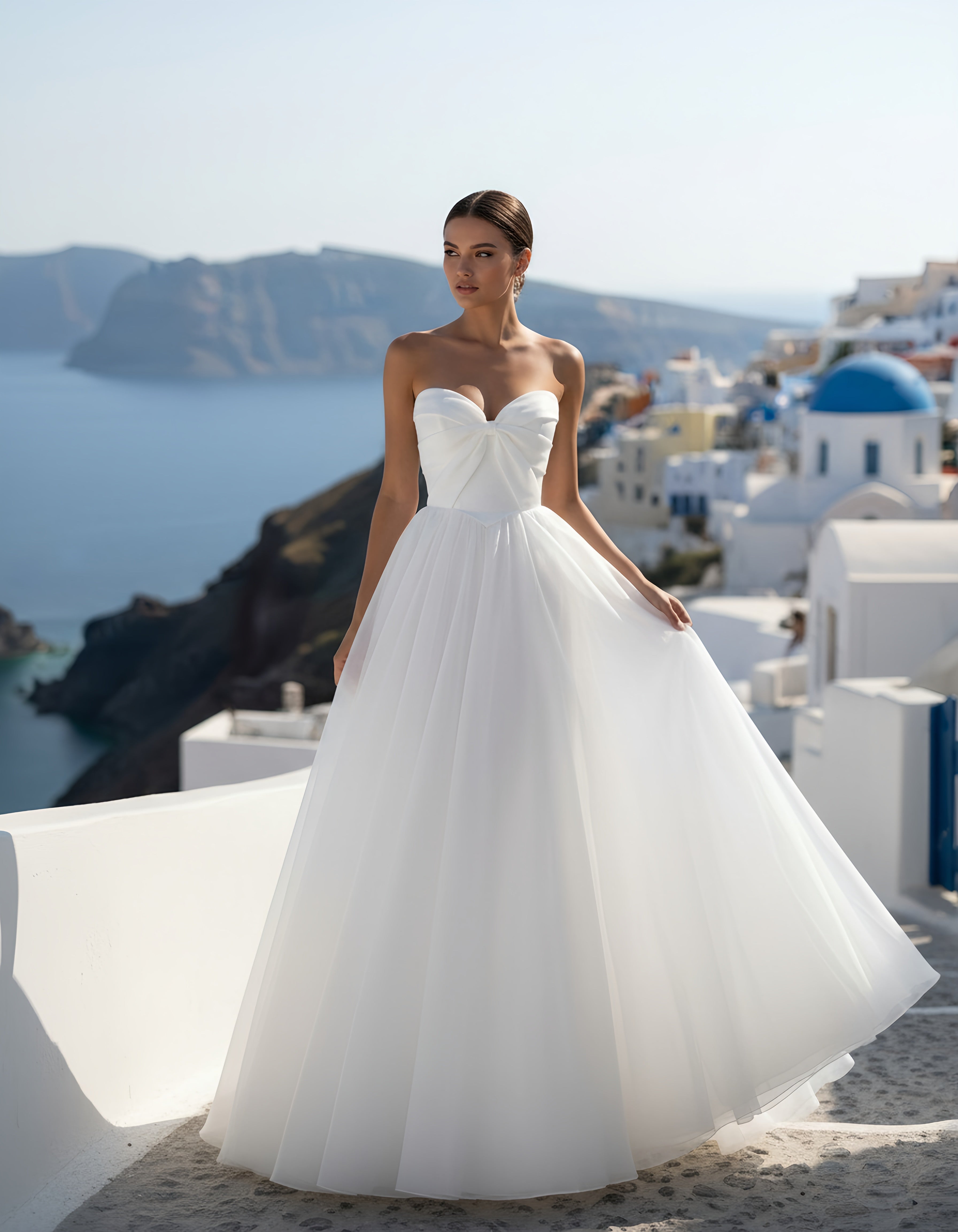 Sweetheart Organza Princess Wedding Dress with Bow