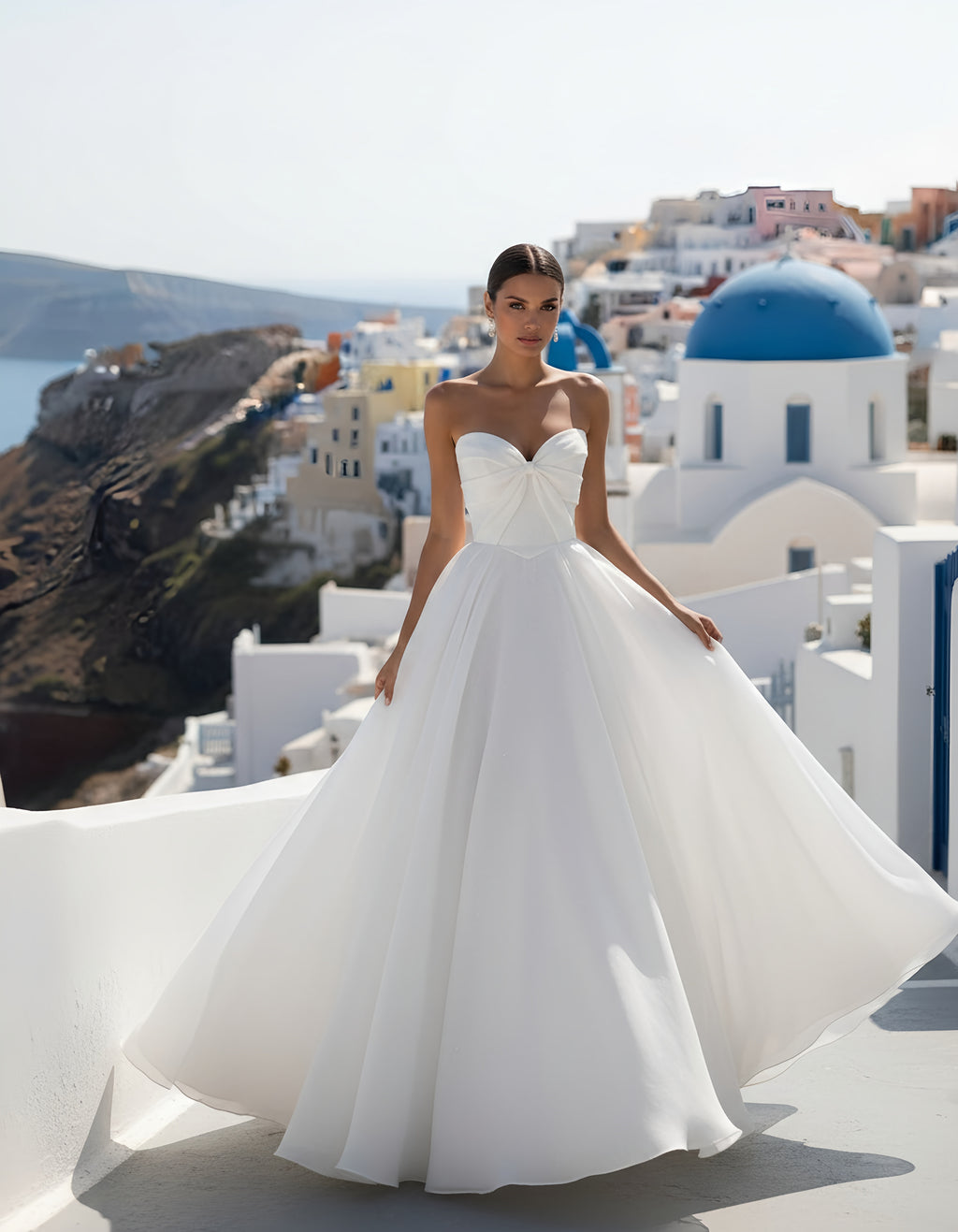 Sweetheart Organza Princess Wedding Dress with Bow