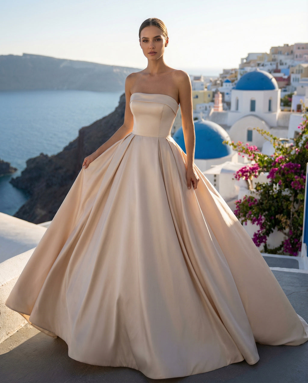 Strapless Satin Ball Gown Wedding Dress