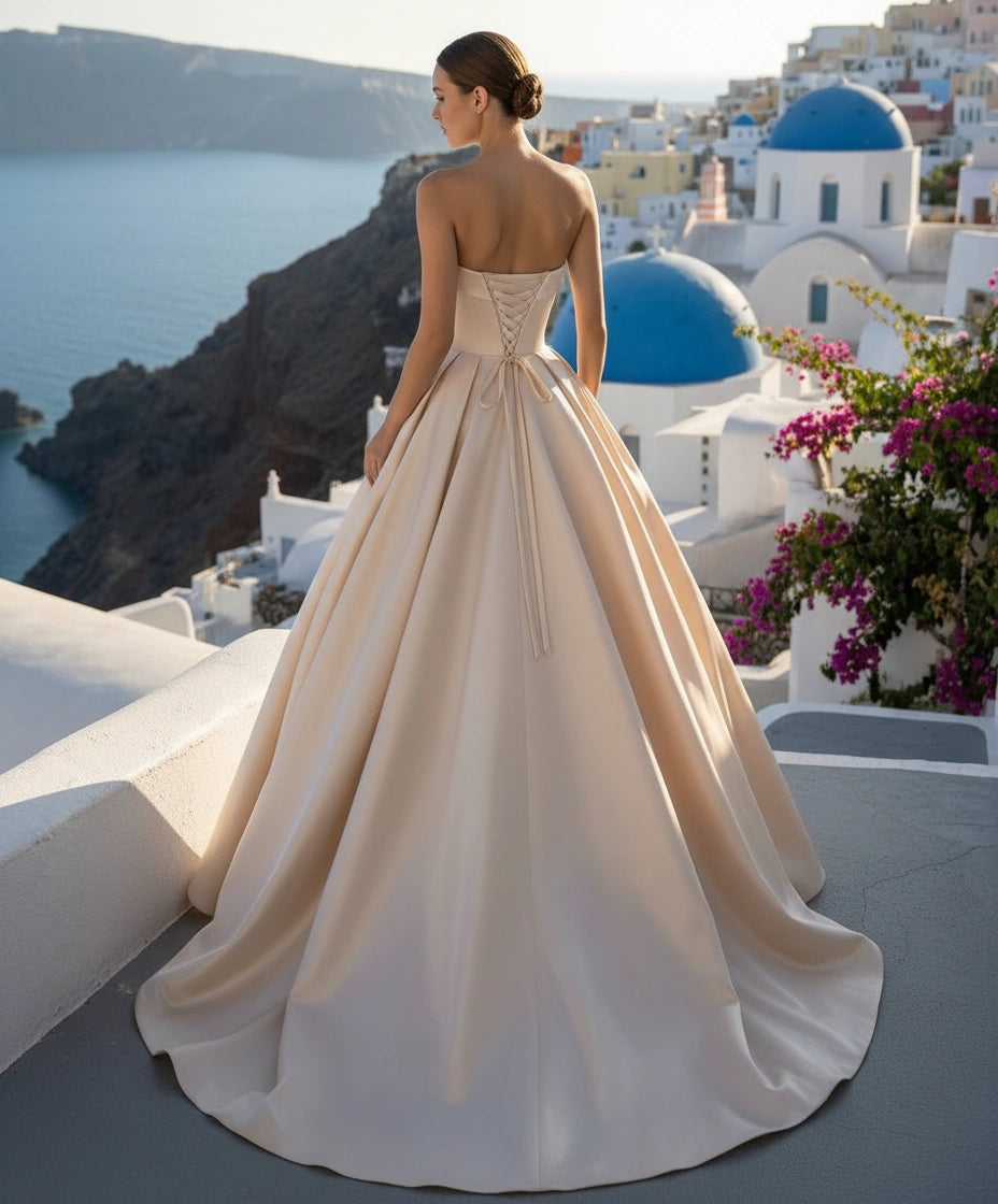 Strapless Satin Ball Gown Wedding Dress