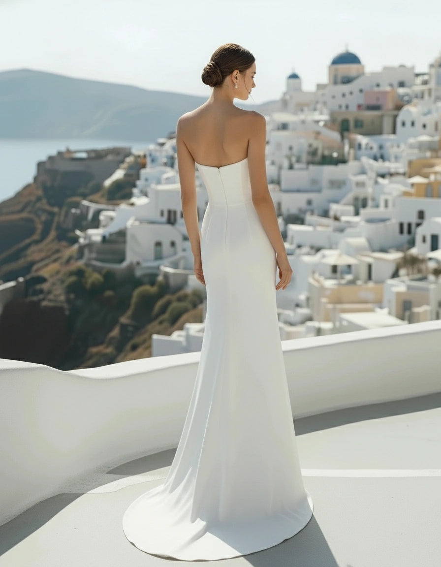 Sleek Sweetheart Satin Sheath Bridal Gown