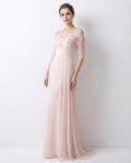 Off-the-shoulder Lace Bodice Pleated Waist A-line Chiffon Dress with Side Drape