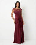 Scoop Neck Cap Sleeves A-line Satin Formal Dress