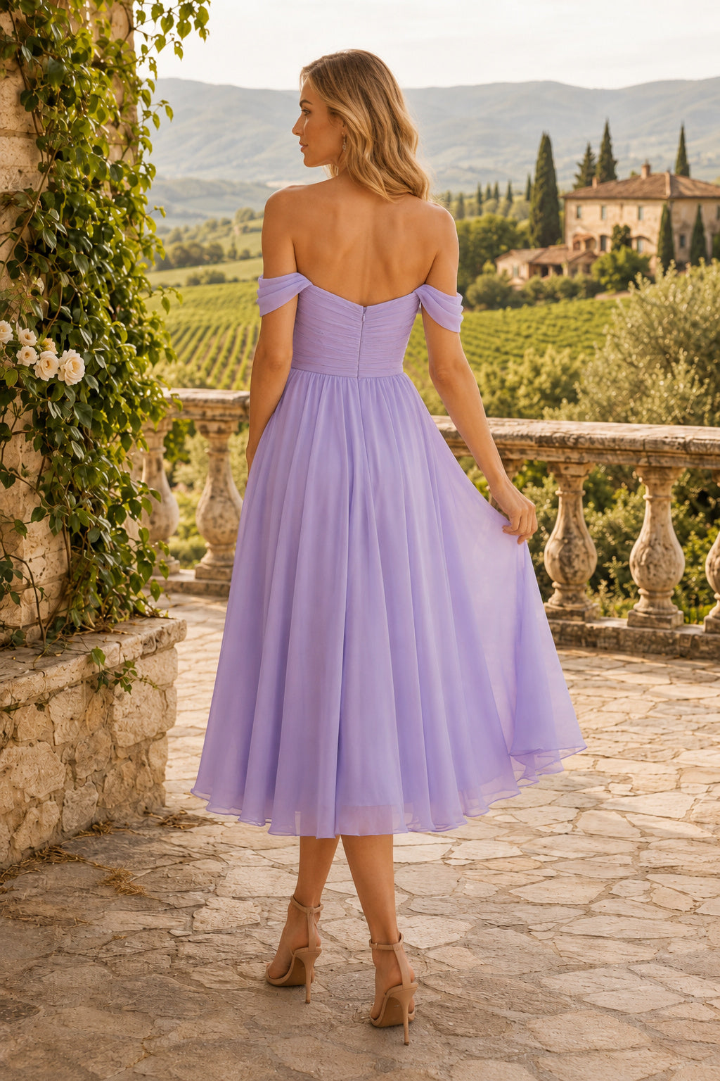 Dark Navy Destination Wedding Guest Sheath Dress back view