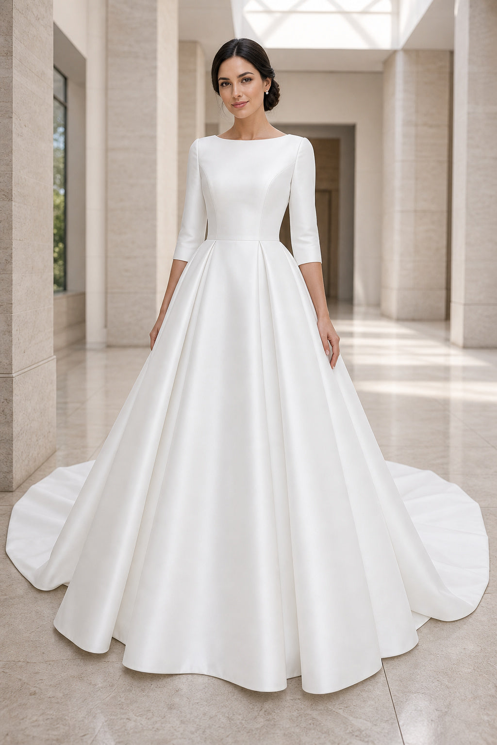 White Halter A-Line Chiffon Floor-length Wedding Dress With Lace Bodice and Sweep Train and Open Back