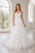White Halter A-Line Chiffon Floor-length Wedding Dress With Sweep Train and Open Back and Open Back