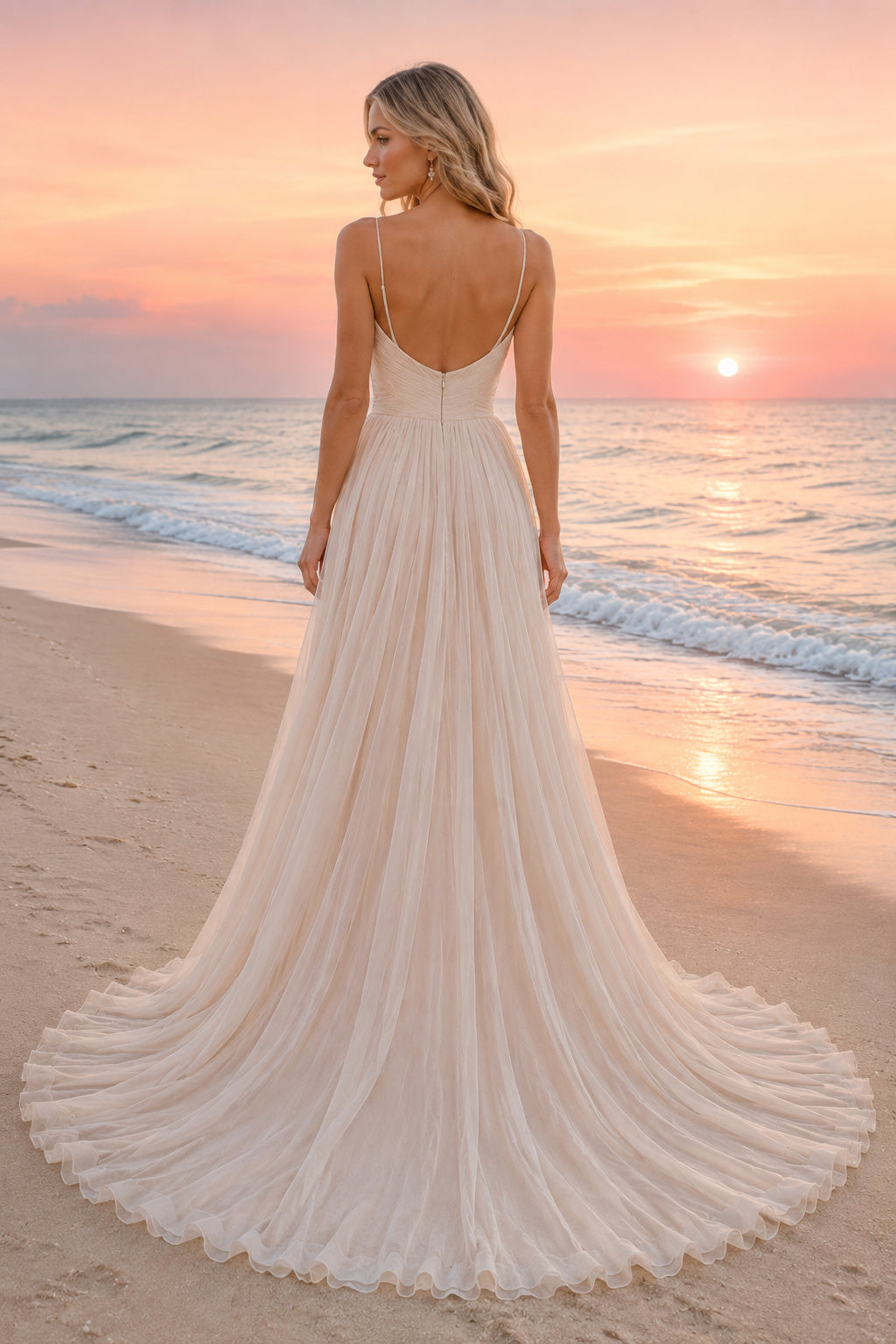 Sweetheart A-Line Beach Wedding Dress with Split back view