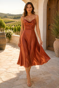 Sky Blue Vineyard Wedding Guest Sheath Dress front view