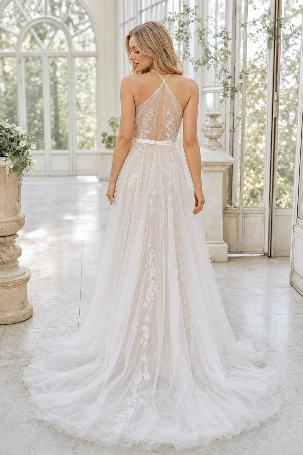 White Off-the-shoulder Mermaid Crepe, Lace Floor-length Wedding Dress With Lace and Beaded Waist and Open Back
