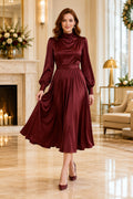Dark Navy Winter Wedding Guest Sheath Dress Style MG_301530 front view