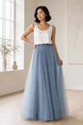 Scoop Neck Sleeveless Two-Piece Tulle Floor-Length Dress
