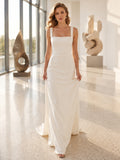 Square Neck Crepe Column Dress Modern Gallery Bridal Gown front view